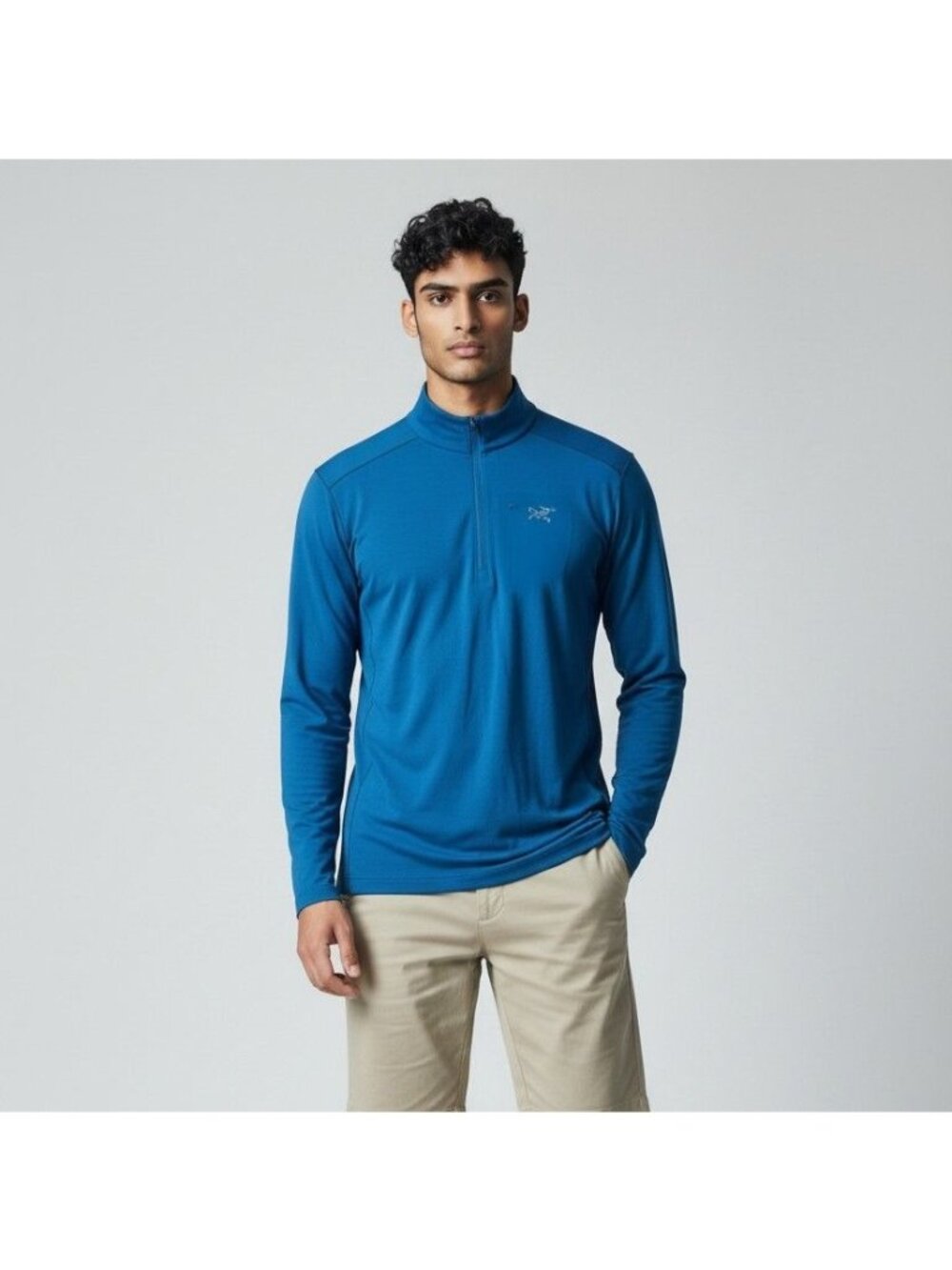 Arcteryx Satoro AR Zip-Neck Base Layer Top Blue Mens Large Wool blend Gorpcore